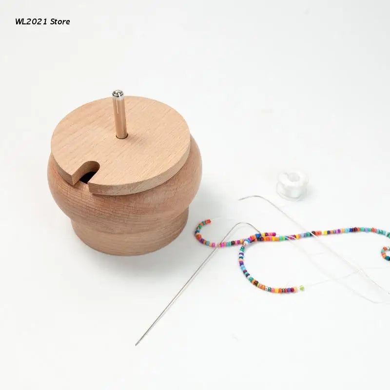 Wood Bead Bowl Beading Needles Threader Tool