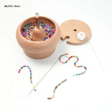 Wood Bead Bowl Beading Needles Threader Tool