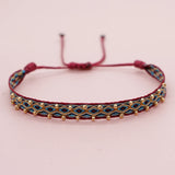 Adjustable Bead Weave Bracelet Waterproof Boho Wrap Wristband