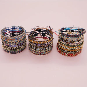 Adjustable Bead Weave Bracelet Waterproof Boho Wrap Wristband