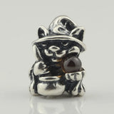 925 Silver Cat Sorcerer Charm Bead European Jewelry