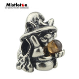 925 Silver Cat Sorcerer Charm Bead European Jewelry
