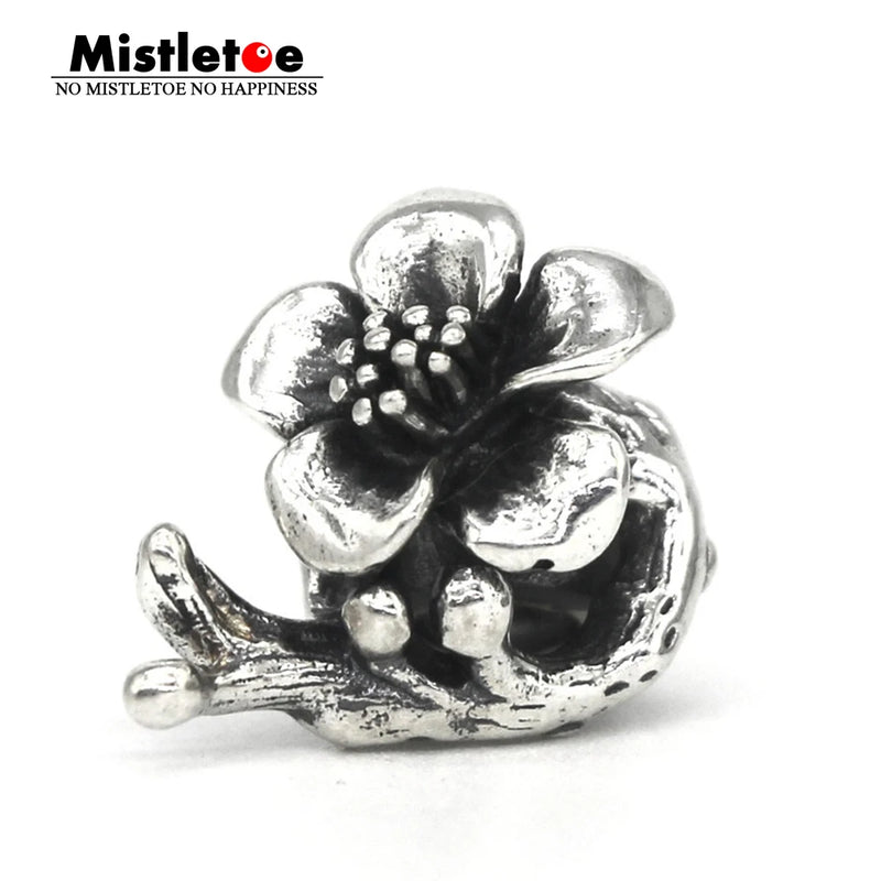 925 Silver Flower Stopper Charm Bead Jewelry