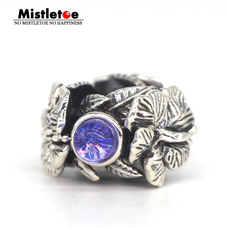 925 Silver Hibiscus Spacer Charm Bead for Troll 3.0mm Bracelet