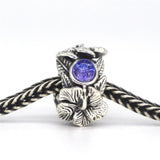 925 Silver Hibiscus Spacer Charm Bead for Troll 3.0mm Bracelet
