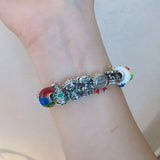 925 Silver School Bag Bear Charm Bead for European Bracelets