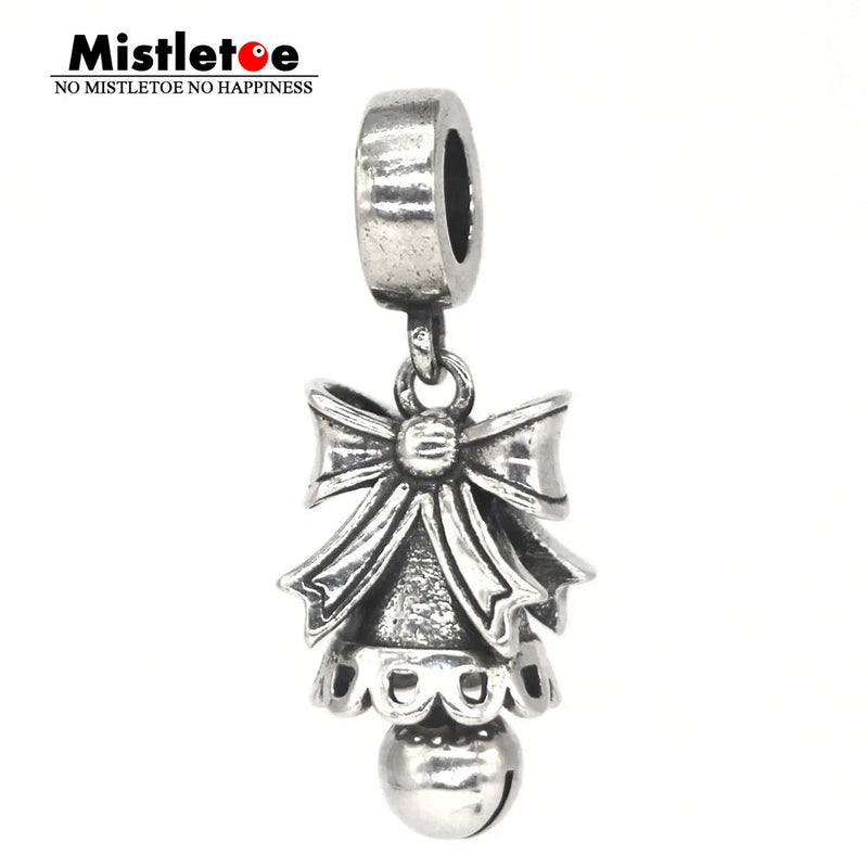 925 Silver Christmas Bell Pendant Charm - Fits European Bracelet