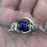 925 Sterling Smiley Moon Star Charm Bead European Bracelet