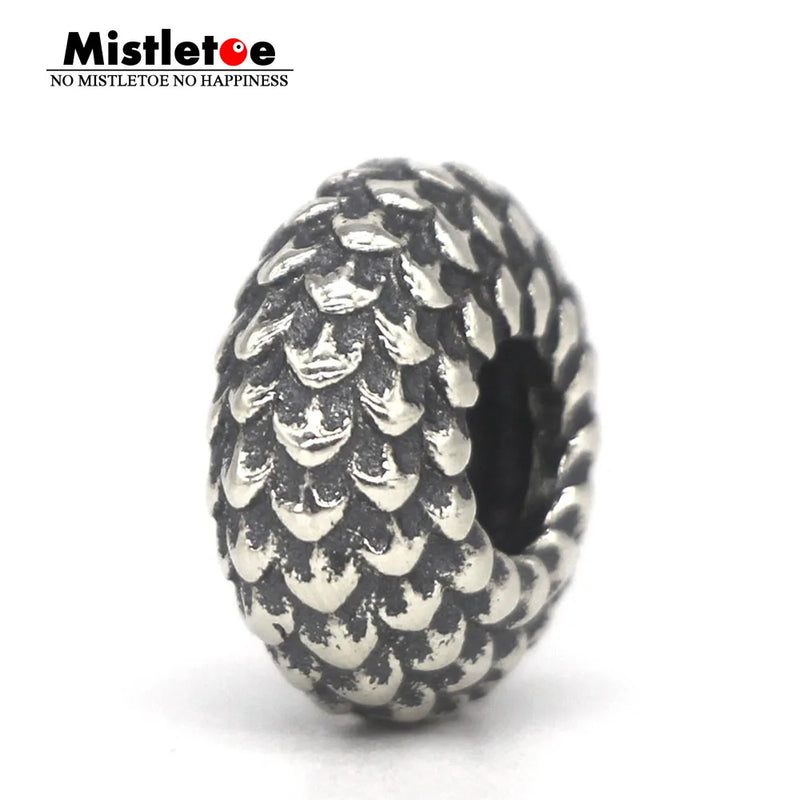 Sterling Silver Dragon Scale Charm Bead for Bracelet