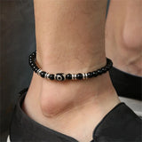 Men's Beaded Anklet Bracelet Adjustable Length Feet Jewelry