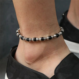 Men's Beaded Anklet Bracelet Adjustable Length Feet Jewelry
