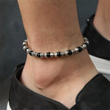 Men's Beaded Anklet Bracelet Adjustable Length Feet Jewelry