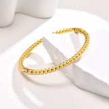 Beaded Bangle Bracelet Women Stainless Steel Plated Stackable Jewelry