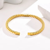 Beaded Bangle Bracelet Women Stainless Steel Plated Stackable Jewelry