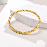 Beaded Bangle Bracelet Women Stainless Steel Plated Stackable Jewelry