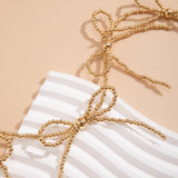 Beaded Bowknot Short Choker Necklace for Women Ladies