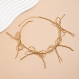 Beaded Bowknot Short Choker Necklace for Women Ladies