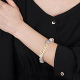 Personalised Stainless Steel Name Pendant Beaded Bracelet