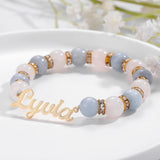 Personalised Stainless Steel Name Pendant Beaded Bracelet