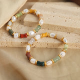 Beaded Bracelet Natural Stone Pearl Charm Woman Bracelets Stainless Steel