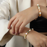 Women's Beaded Bracelet Stainless Steel Natural Stone Pearl Charm