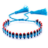 Boho Beaded Bracelet Adjustable Letter Crescent Moon Hand Knit Rice Beads