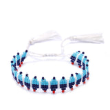 Boho Beaded Bracelet Adjustable Letter Crescent Moon Hand Knit Rice Beads