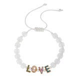 Boho Beaded Bracelet Adjustable Letter Crescent Moon Hand Knit Rice Beads