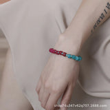 Bohemia Beaded Bracelet Hand Knitting Collage Natural Stone Earrings