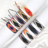 Retro Hand Woven Beaded Bracelet Geometric Pattern Boho Style