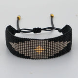 Retro Hand Woven Beaded Bracelet Geometric Pattern Boho Style