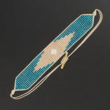 Retro Hand Woven Beaded Bracelet Geometric Pattern Boho Style