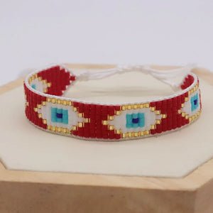 Hand Woven Beaded Bracelet Devil's Eye Adjustable Unisex