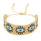 Handwoven Evil Eye Beaded Bracelet Adjustable Unisex