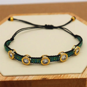 Hand woven Zircon Bracelet Adjustable Unisex Bohemia