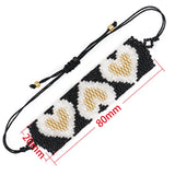 Heart Pattern Beaded Bracelet Adjustable Unisex Bohemia Rice Ball Bracelet