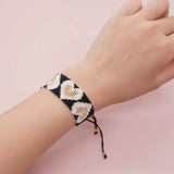 Heart Pattern Beaded Bracelet Adjustable Unisex Bohemia Rice Ball Bracelet