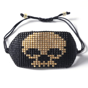 Retro Skull Beaded Bracelet Hand Woven Adjustable Unisex Bohemia Bracelet