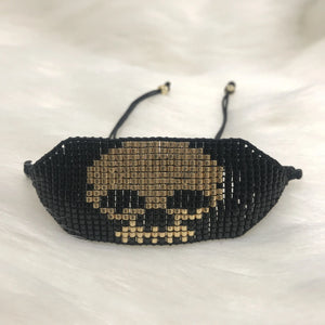 Retro Skull Beaded Bracelet Hand Woven Adjustable Unisex Bohemia Bracelet