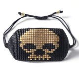 Retro Skull Beaded Bracelet Hand Woven Adjustable Unisex Bohemia Bracelet