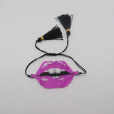 Beaded Bracelet Lips Retro Hand Woven Bohemia Adjustable Unisex Rice Ball