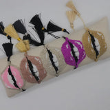 Beaded Bracelet Lips Retro Hand Woven Bohemia Adjustable Unisex Rice Ball