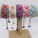 Plum Blossom Beaded Bracelet Adjustable Unisex Bohemia Handwoven