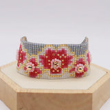 Plum Blossom Beaded Bracelet Adjustable Unisex Bohemia Handwoven