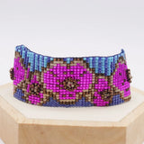 Plum Blossom Beaded Bracelet Adjustable Unisex Bohemia Handwoven