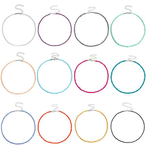 Boho Beaded Choker Necklace Colorful Strand Short Collar for Women