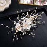 Beaded Floral Bridal Hair Clip Comb Pearls Wedding Accessories