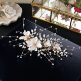 Beaded Floral Bridal Hair Clip Comb Pearls Wedding Accessories