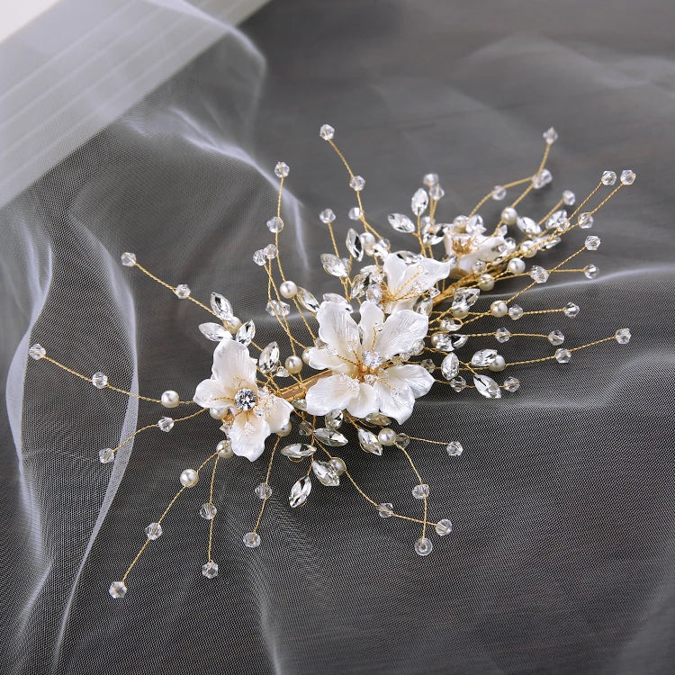 Beaded Floral Bridal Hair Clip Comb Pearls Wedding Accessories