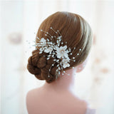 Beaded Floral Bridal Hair Clip Comb Pearls Wedding Accessories